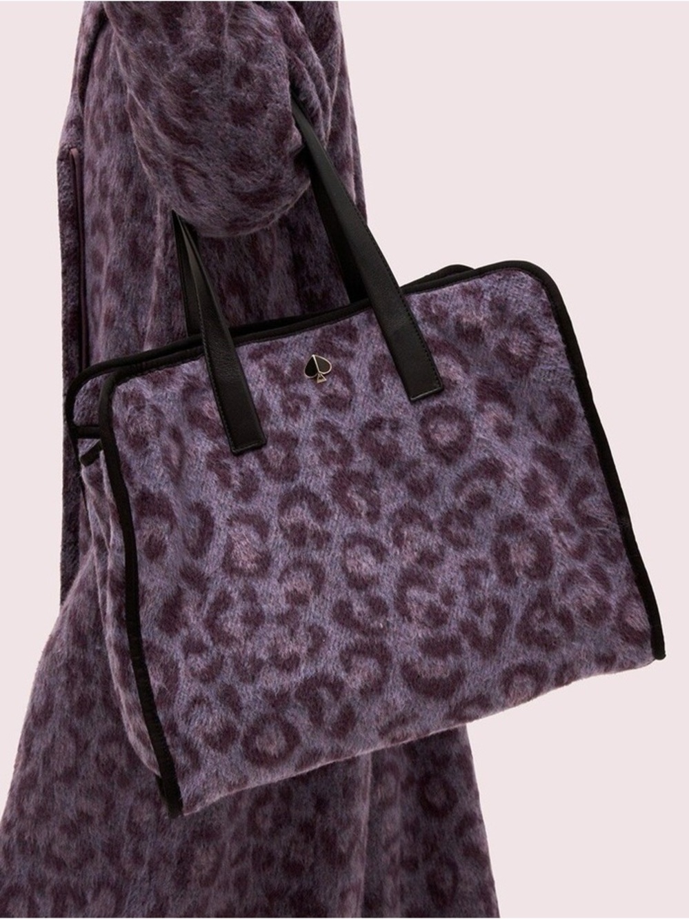 Kate Spade Purple Black Leopard Print Tote Bag